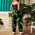 thumbnail image 4 of WULMLEO Women's Halloween Jumpsuits Cotton Linen Cute Spaghetti Strap Wide Leg Adjustable Tie Pants Casual Y2k Overalls Fall Skeleton Rompers with Side Pocket Green L, 4 of 7