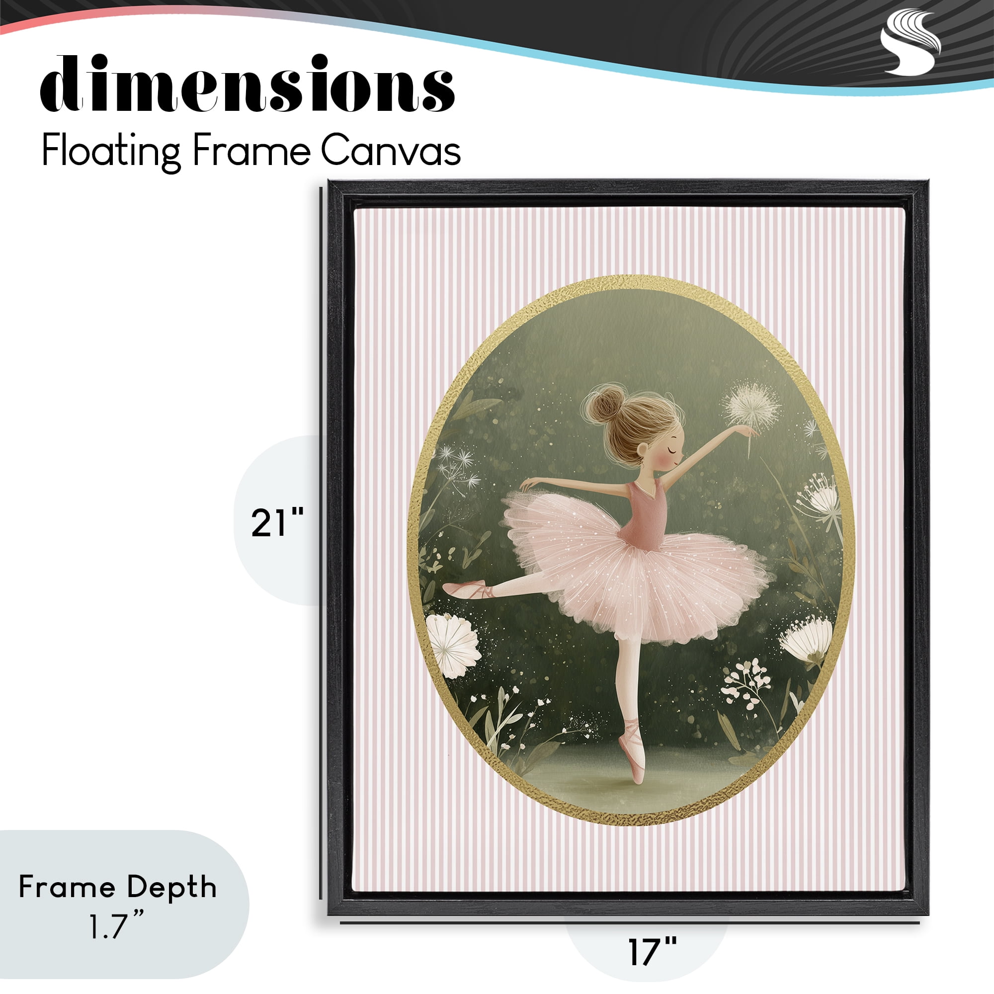 Stupell Industries Green & Pink Ballerina Black Framed Floater Canvas Wall Art, design by Christine Simpson Art