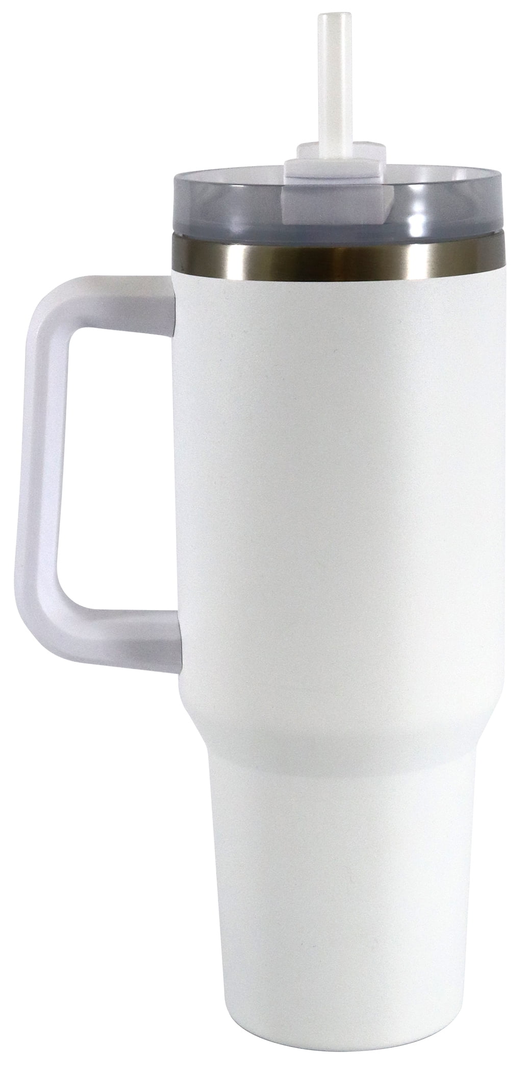 (2 pack) Mainstays 40 oz Stainless Steel Tumbler with Straw and Handle, Double Wall Insulated, White