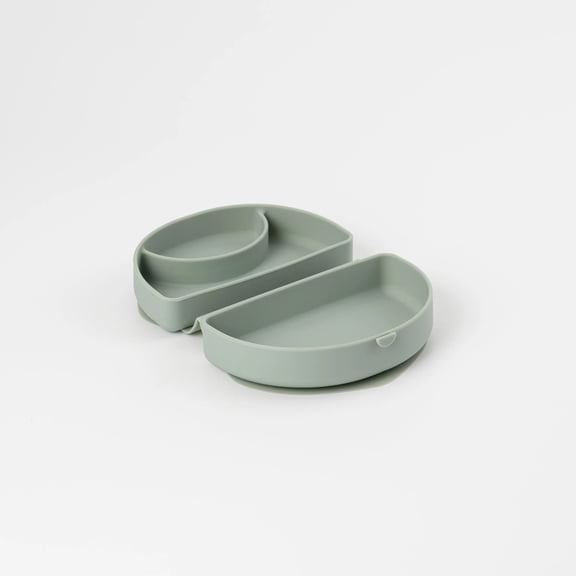 Silicone Travel Portable Children's Plate Suction Bottom-Sage Green