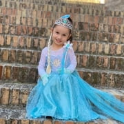 Jurebecia Princess Dress for Girls Birthday Party Blue Costume up Toddlers Kids Christmas Halloween Cosplay Clothes with Accessories 4T(3-4Years)