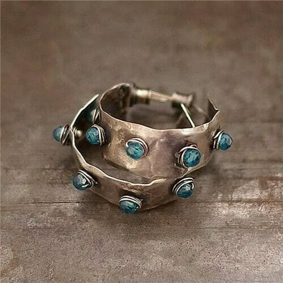 K-KED Vintage Silver Dangle Drop Earrings Women Hook Turquoise Delicate Jewelry Ear Gifts-#1