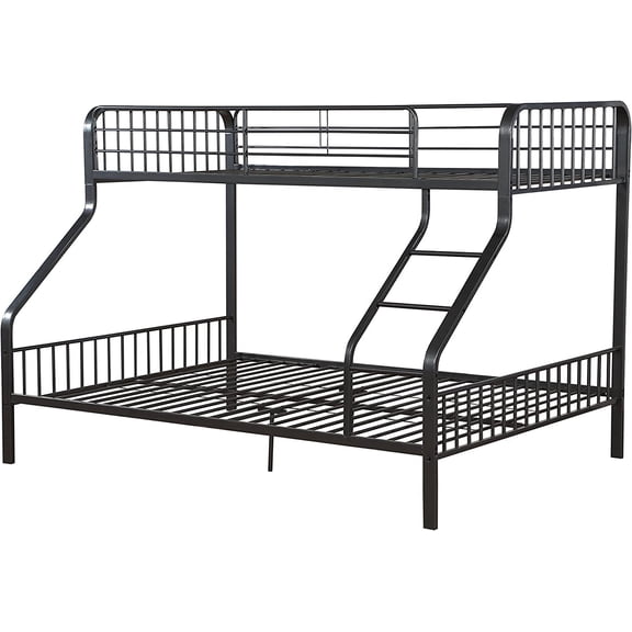 Pemberley Row Metal Gunmetal Gray Bunk Bed Rectangular RF Ladder 83"W x 63"D x 60"H