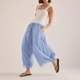 thumbnail image 6 of WGRFFH Women's Cropped Lace-Hem Pants,High Waisted Drawstring Wide Leg Pants Summer Boho Casual Lightweight High Rise Lounge Trousers with Pockets,Ruffle Flowy Beach Vacation Barrel Palazzo Sky Blue, 6 of 8