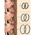thumbnail image 6 of FindChic Black Gold Plated Drop Dangle 40/60/80MM Hoop Earrings for Women with Diamond Crystals for Women Mother for Birthday Anniversary Gift（Box), 6 of 9