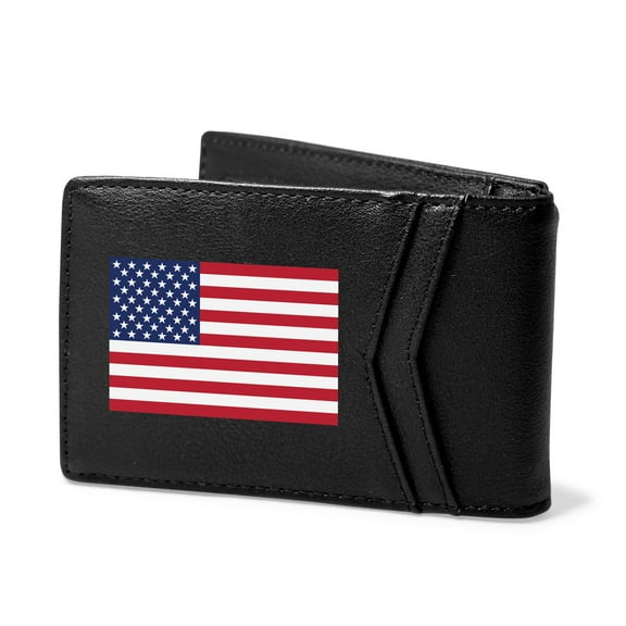 American US Flag PU Leather Slim Bi-fold Wallet