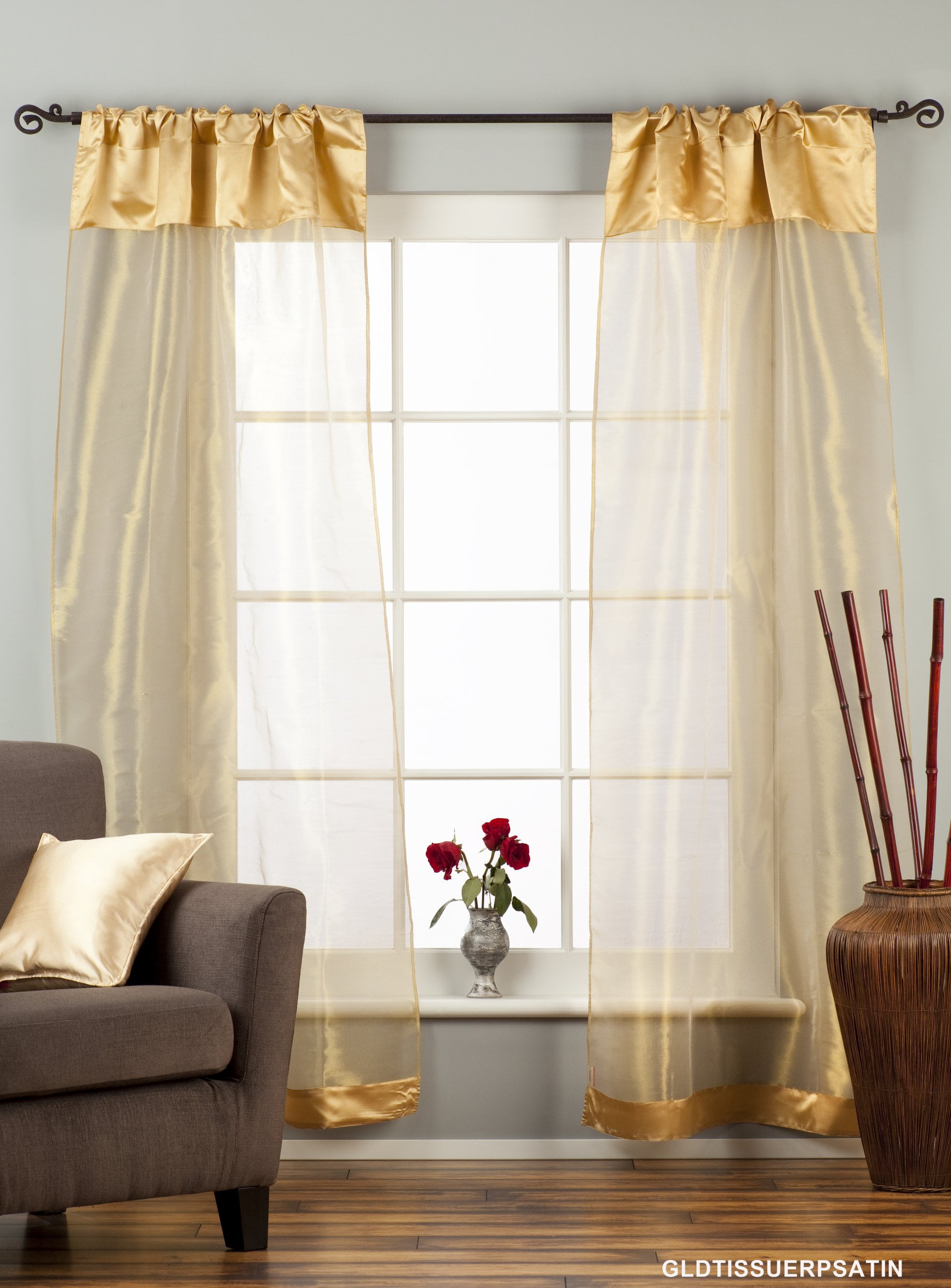Golden Rod Pocket Sheer Tissue Curtain / Drape / Panel - 84