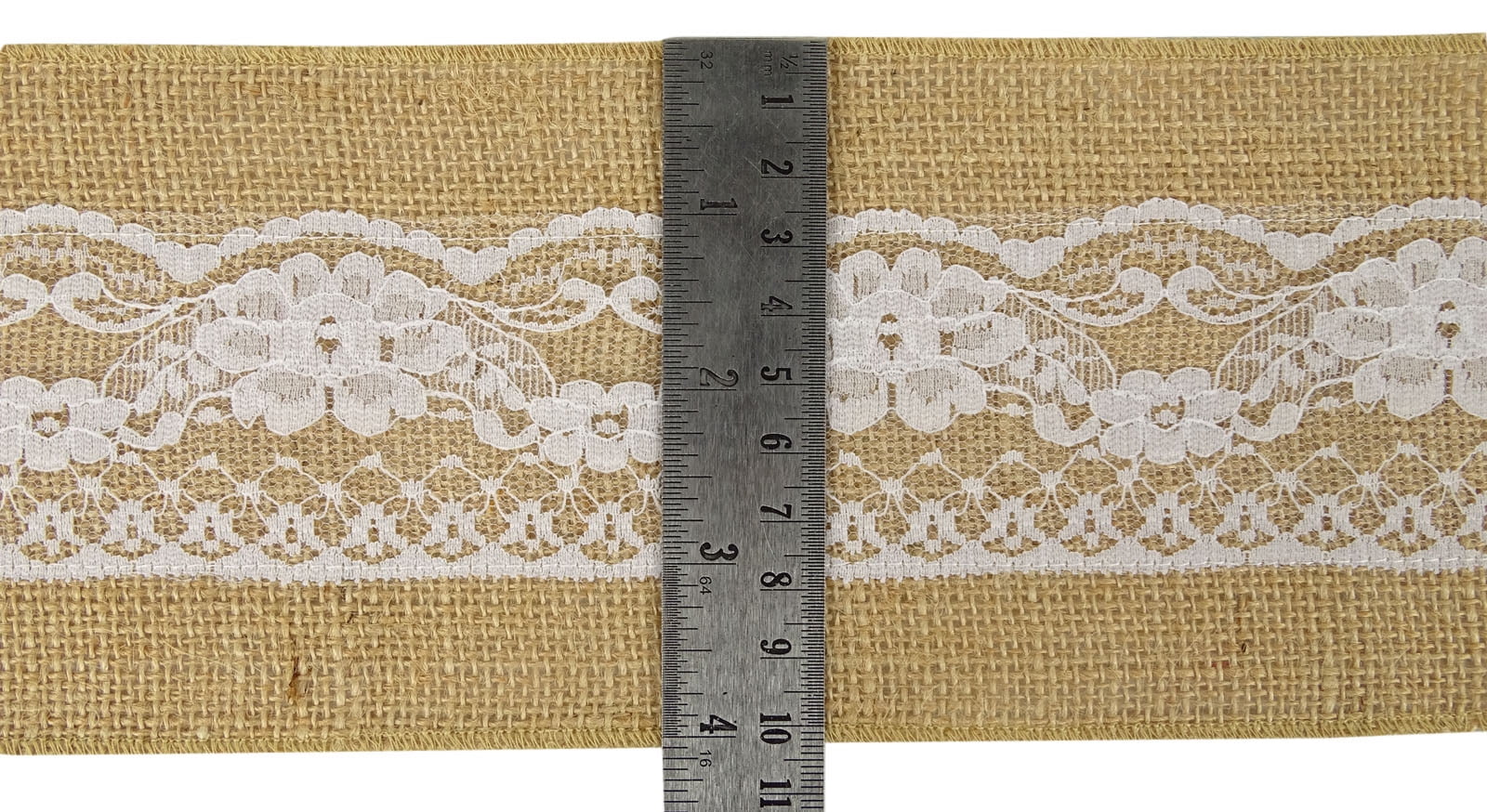 IBA Indianbeautifulart Burlap Ribbon For Diy&nbsp;Wedding Home Decoration Gift Wrap Crafting Lace Wired Jute Trim 10 Yards-4 Inches