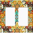 thumbnail image 6 of Metal Light Switch Plate Cover Colorful Flower Mandala Tile Pattern MDL018, 6 of 13