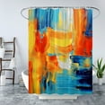 thumbnail image 2 of Abstract Shower Curtain Blue Orange Oil Painting Watercolor Grunge Brushstrokes Colorful Art Modern Home Decor Fabric Bathroom Curtain with plastic hook, 2 of 3