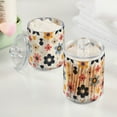 thumbnail image 2 of Yayeee 4 Pack Qtip Holder Bathroom Cotton Swab Canister with Lid Clear Dispenser Set, Beige Retro Flower, 2 of 6