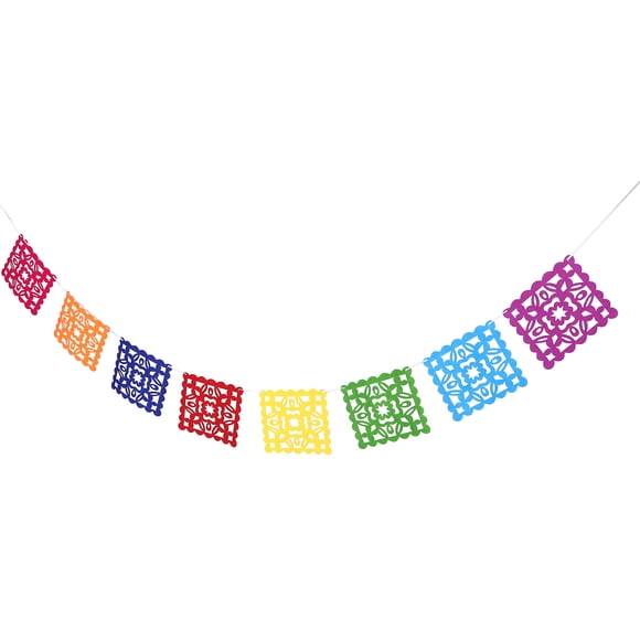 KAKOWELY Banderines de tela no tejida de fieltro para fiestas mexicanas, decoraciones de carnaval, banderines cuadrados del Día de Muertos, banderas triangulares.