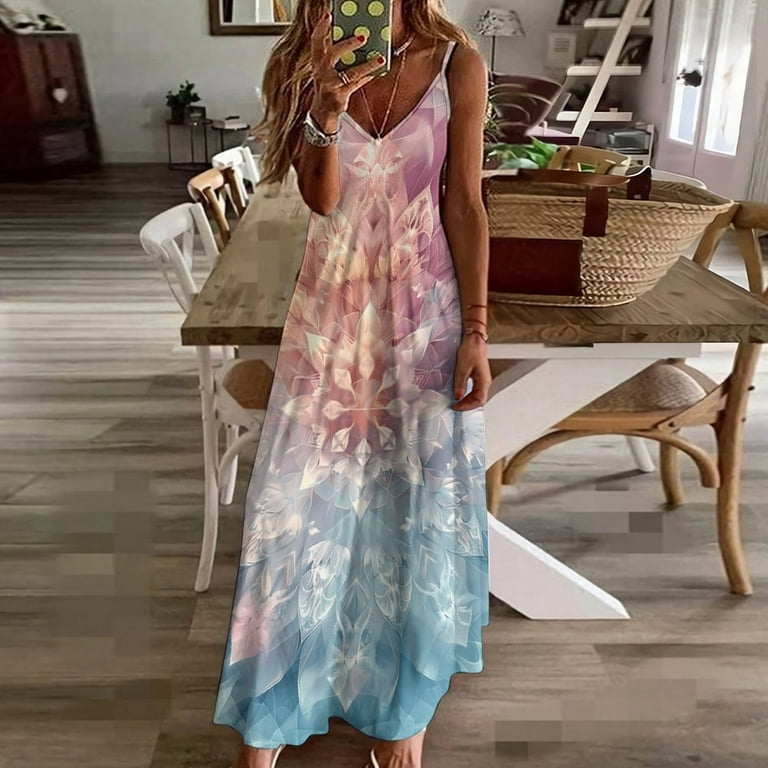 Kaleidoscope Mandala Colorful Floral Boho Design Sleeveless Dress Woman  Fashion Long Dresses Women's Summer Suit Dress 2025 - Walmart.com