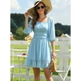 thumbnail image 4 of I2CRAZY Ruffled Off Shoulder Tie Back Wedding Guest Dress-S,Light Blue, 4 of 6