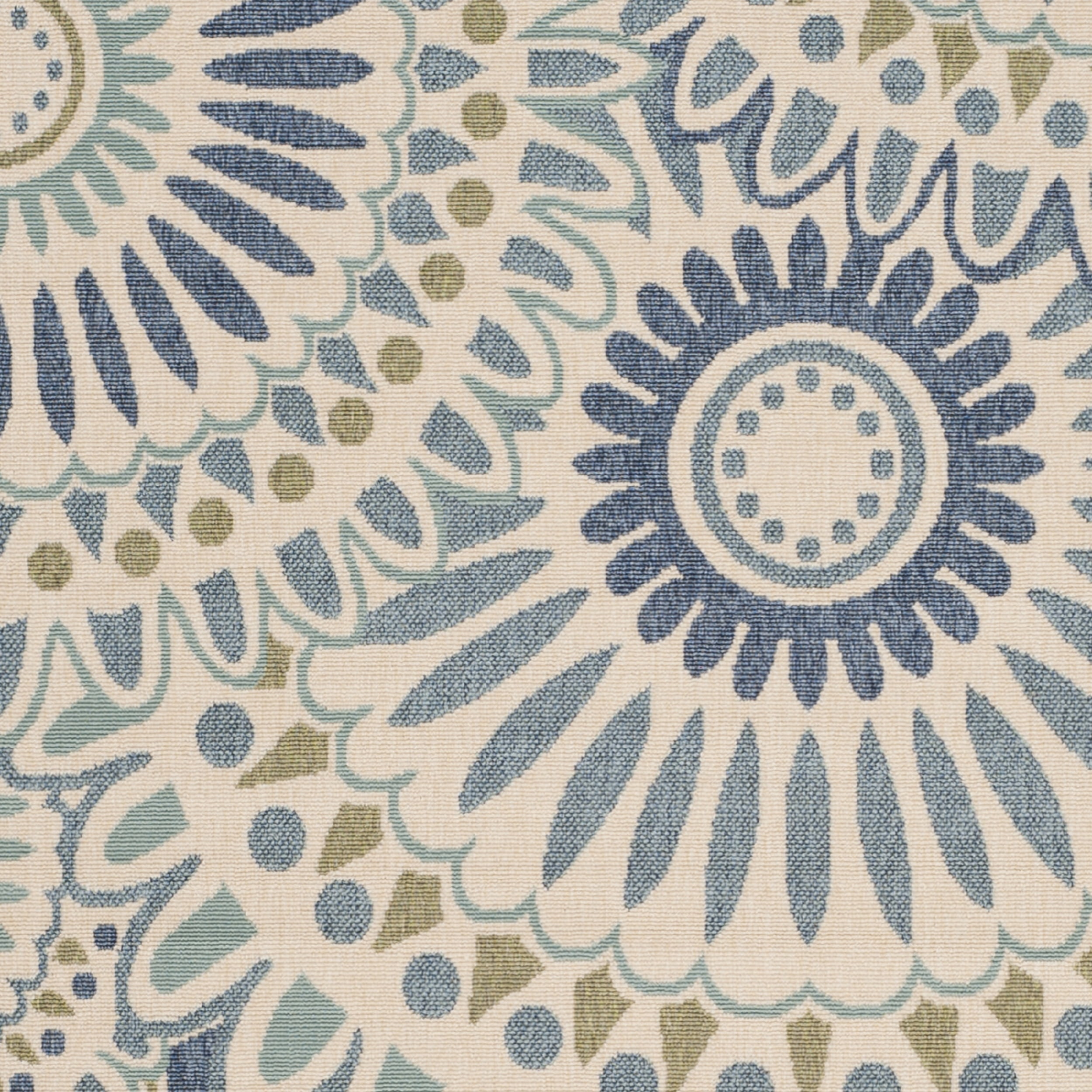 SAFAVIEH Veranda Petra Geometric Indoor/Outdoor Area Rug, 5'3" x 5'3" Square, Cream/Green