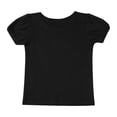 thumbnail image 4 of Nyeemya Kids Girls Soft Cotton Basic T-shirt Summer Round Neck Puff Short Sleeve Solid Color Tee Black 4T, 4 of 5