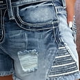 thumbnail image 6 of Women's Mid-Rise Denim Shorts Summer Stretchy Ripped Jean Shorts Juniors Casual Shorts, 6 of 9