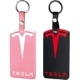 thumbnail image 1 of GHSDFBB Tesla Model Y Card Key Holder, Silicone Tesla Key Card Holder Key Card Protective Case with Key Chain for Model Y/3, Model S/X Accessories, 2 Pieces, Black Red, Medium, 1 of 7