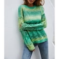 thumbnail image 4 of Rainbow Pullover Sweater Fashionable Drop Shoulder Round Neck Long Sleeve Women Pullover Sweater for Autumn Winter Green XL, 4 of 8