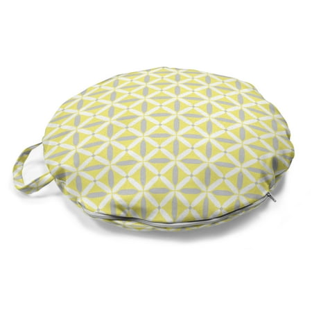 

Abstract Round Floor Cushion with Handle Print of Energetic Tone Geometric Shapes Contemporary Vibes Decorative Pillow for Living Room & Dorms 18 Round Pastel Yellow Pale Grey by Ambesonne