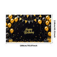thumbnail image 3 of Black Background Happy Birthday Banner with Gold Black Balloons Star Elements Party Supplies Backdrop Decorations for Birthday Party Photography Props Celebrations, 3 of 8