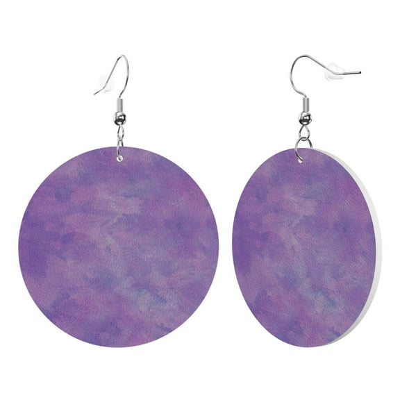 Purple Paint Dangle Round Lightweight Drop Circle Earrings For Women