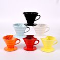 thumbnail image 2 of 1pc Ceramic Cone Shape Design Coffee Filter Cup Coffeepot Handmade Coffee Maker for Home Office (Black for 1-2 People Use), 2 of 8