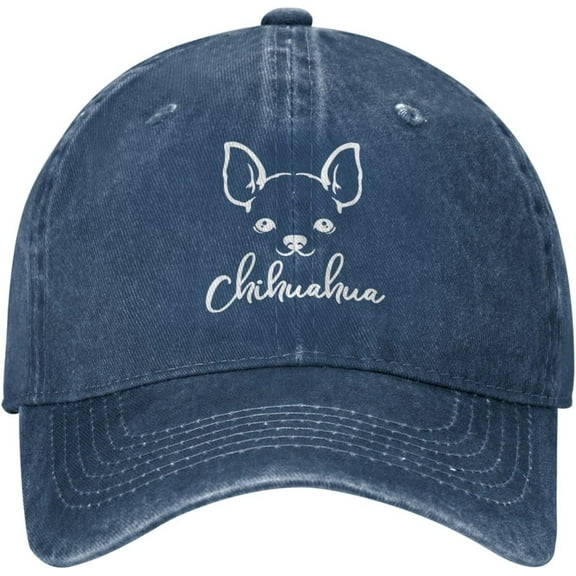 Chihuahua Dog Art Vintage Distressed Adjustable Washed Denim Mens Dad Trucker Hat Baseball Ball Cap for Men