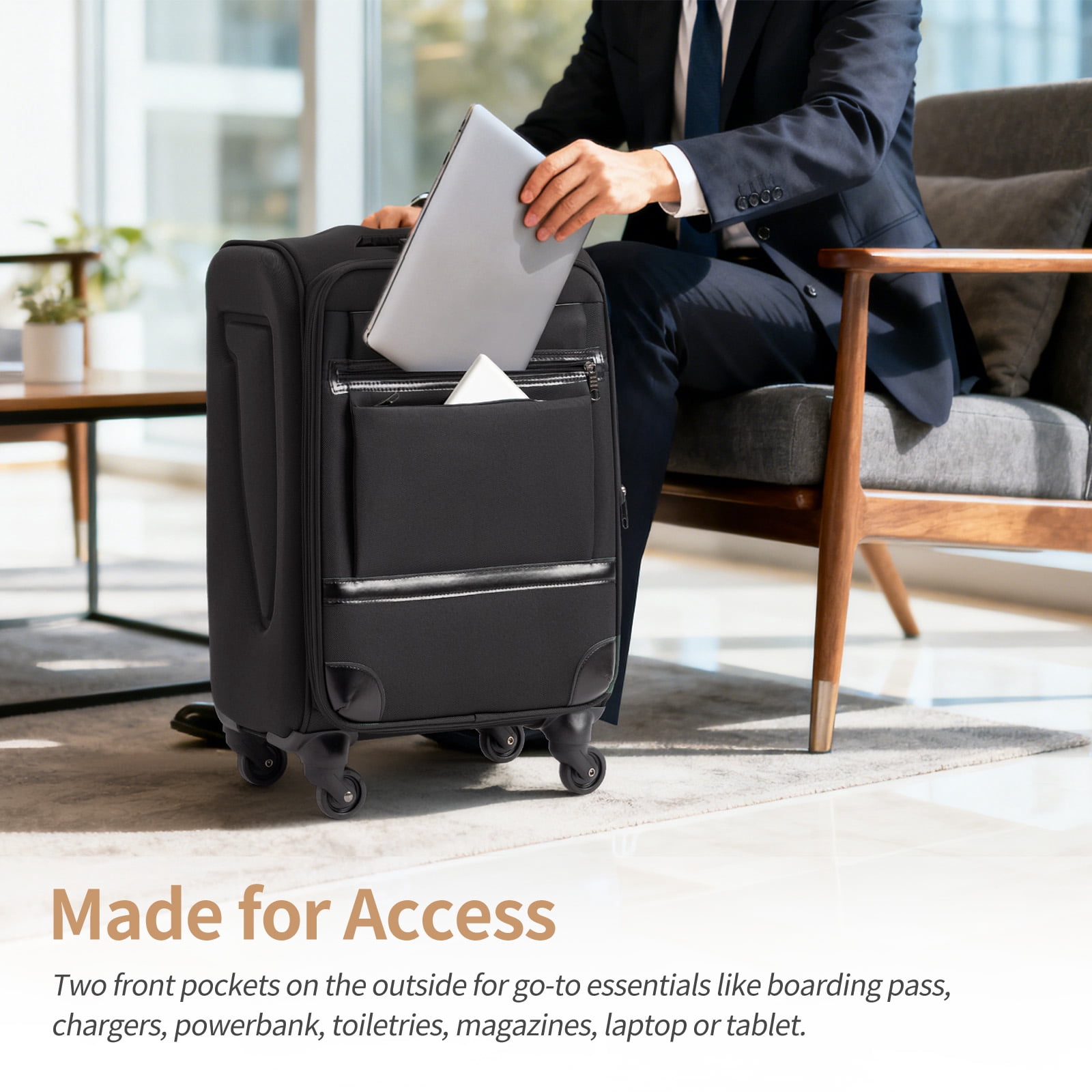 Ktaxon 3-Piece Softside Luggage Set With 8 Set Pcaking Cube TSA Lock, 360° Spinner Wheels Black