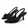 thumbnail image 5 of Black Womens Stiletto Heel Pumps Pointed Toe Bow Detail Open Back Versatile Comfortable Dress Shoes For Spring Summer Lightweight Heels Size 42, 5 of 5