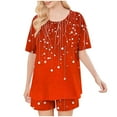 thumbnail image 5 of Fewfanhot Women's Ultra-Soft Pajama Set - Round Neck Cute Printed Short Sleeve Pajamas & Short Pant, Ideal for Home and Family Gatherings, 5 of 6