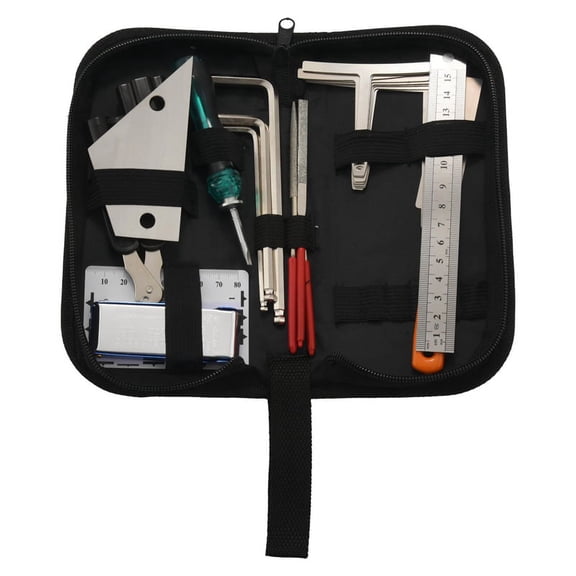 Guitar Tool Kit Repairing Maintenance Tools String Organizer String Action Ruler Gauge Measuring Tool Hex Wrench Set Files Fingerboard Guitar Fret Rocker Leveling