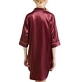 thumbnail image 5 of Kaemgyyd Women's Satin Nightshirt Button down Sleepshirt Silk Half Sleeve Nightgown Boyfriend Notch Collar Sleepwear, 5 of 6