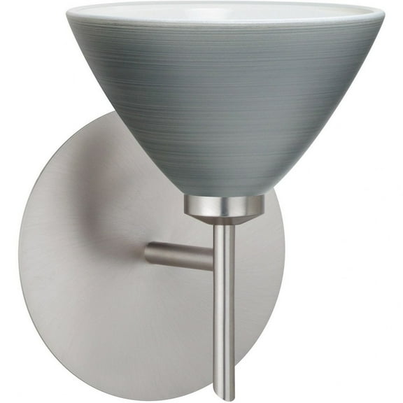 1SW-1743TN-LED-SN-Besa Lighting-Domi-One Light Mini Wall Sconce-5 Inches Wide by 6.25 Inches High-Satin Nickel Finish-Titan Glass Color-LED Lamping