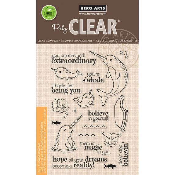 Hero Arts Clear Stamps 4"X6"-Believe In Yourself Narwhal
