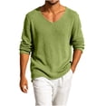 thumbnail image 2 of HAOTAGS Men’s V-Neck Long Sleeve Knit Sweater Casual Loose Fit Lightweight Ribbed Pullover Tops Army Green Size 2XL, 2 of 9