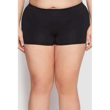 Womens Plus Size Seamless Rib Knit Boyshort Panty