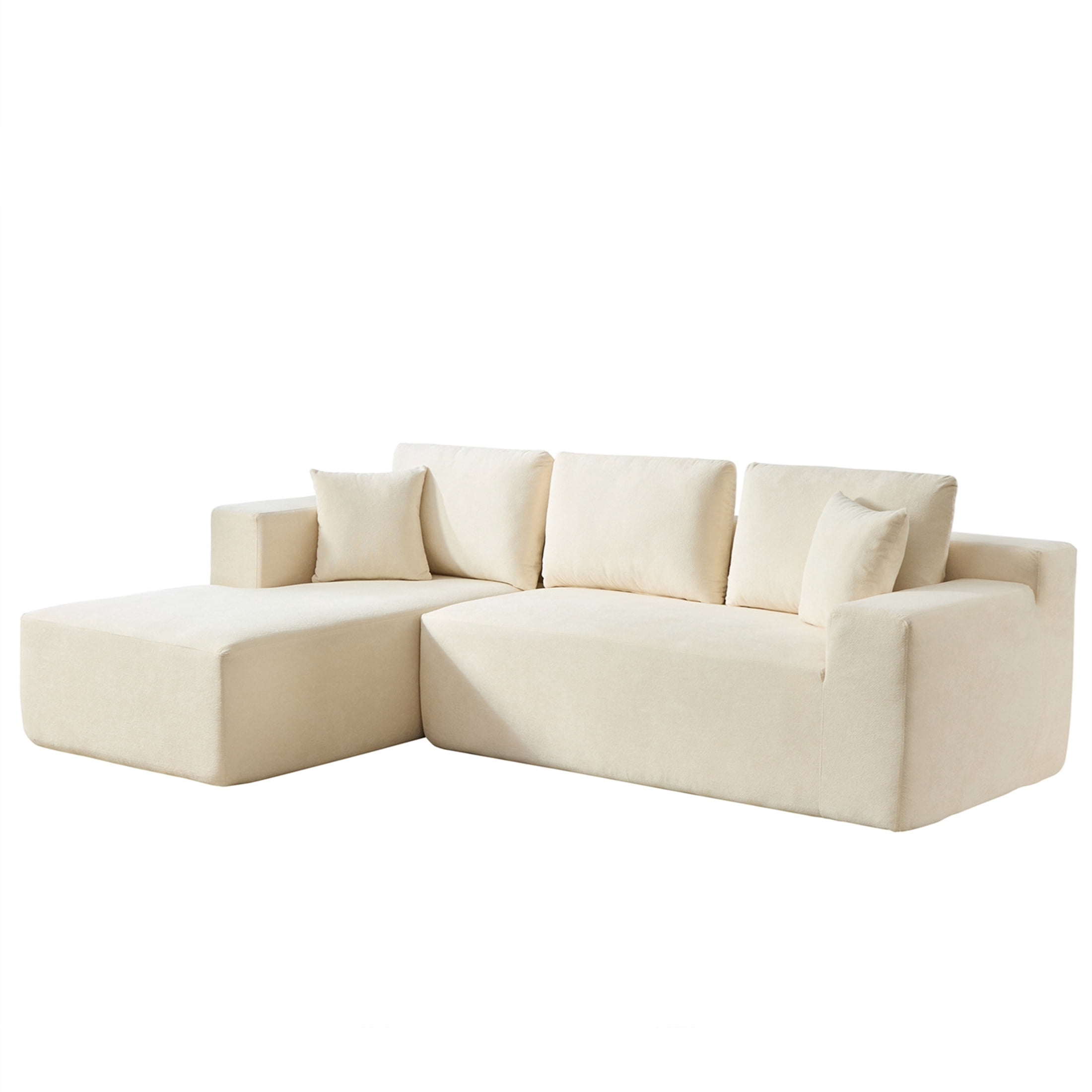 Aukfa 107" Cloud Sectional Couch Modern Modular Sofa with Deep Seat for Living Room, Installation Free, Chenille, Beige