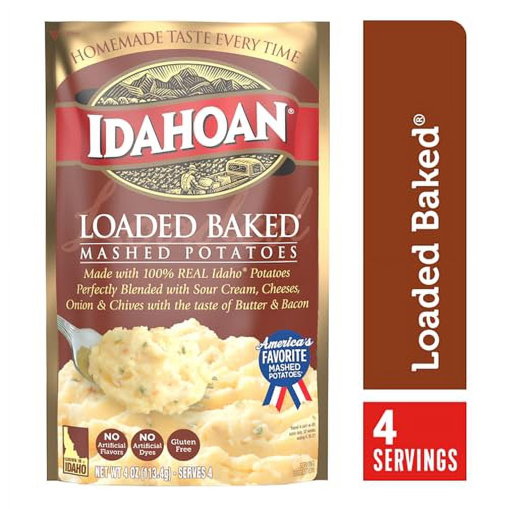 Idahoan Mashed Potatoes, Loaded Baked Potato, 4-Ounce Package (Pack of 12)