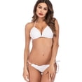 thumbnail image 4 of SAYFUT Women's Sexy Triangle Bikini Set Halter Top with Tie Side Bottom Two Pieces Swimwear Bathing Suit Blcak/White/Flower, 4 of 7