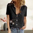thumbnail image 1 of Mefallenssiah Chemise à Manches Courtes Imprimée pour Femmes, Col Rabattu, Boutons, Blouse Unie, 1 of 8