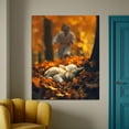 thumbnail image 4 of XUFX Jesus and Lamb Canvas Wall Art Jesus Runs for the Lost Sheep In Autumn Forest Picture Wall Art Canvas Print Christian Home Decor &nbsp; Framed 8x10inch, 4 of 5