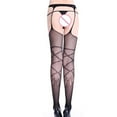thumbnail image 5 of YUTK Black Pantyhose for Women - Women Sexy Lace Leggings Pants Fishnet Netting Stockings Net Sexy Lingerie Transparent Hollow Out Hanging Stockings - Black Free Size, 5 of 5