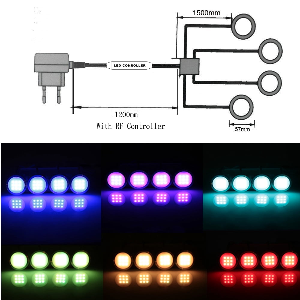 Aiboo RGB Dimmable LED Under Cabinet Lights Kit with Wireless Remote, 6 Lights for Kitchen Counter Ambiance