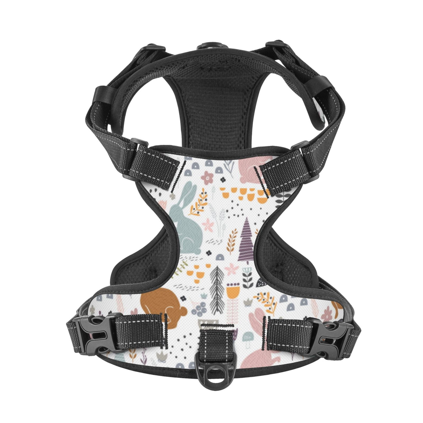 Kdxio Fall Rabbit Print No Pull Dog Harness Adjustable Reflective Oxford Easy Control Medium Large Dog Harness for Training and Everyday-Small