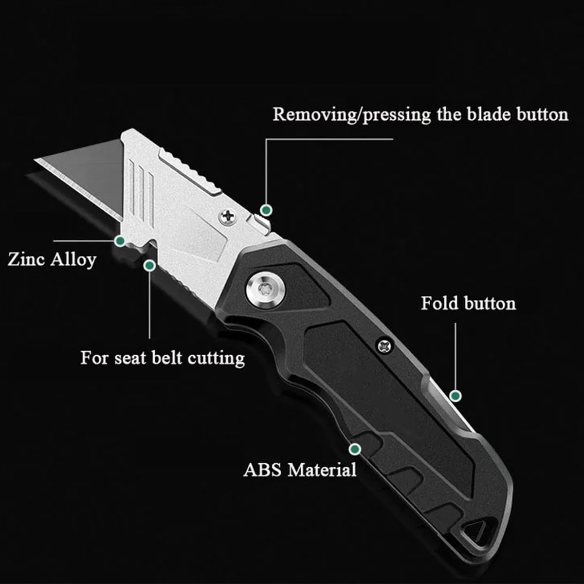 SaKaguro Folding Utility Knife,Boxs Cutter,Adjustable Angles,Carpenter Tool,Blade Storage-Holds 3 Compatible Blades (black)