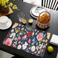 thumbnail image 3 of Pioneer Flower Floral Print Pattern Summer Placemats Table Placemats Set Of 6-Linen Kitchen Washable Placemats Table Mats 12x18 Inch Non-Slip Heat Resistant, 3 of 5