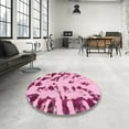 thumbnail image 4 of Ahgly Company Machine Washable Indoor Square Abstract Pink Lemonade Pink Area Rugs, 8' Square, 4 of 7