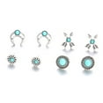 thumbnail image 2 of Yesbay 4Pairs Women Flower Arrow Ear Studs Set Faux Turquoise Jewelry Earrings, 2 of 6