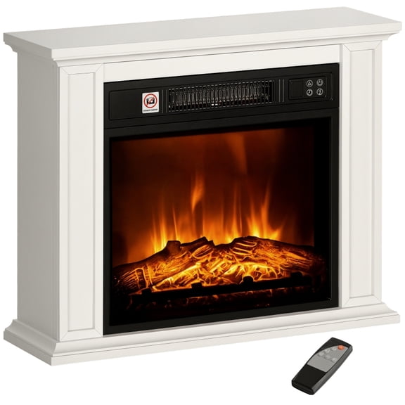 Alvantor Electric Fireplace Freestanding Mantel Heater with 3D Flame & Remote 26.4"x7.9"x21.3" White
